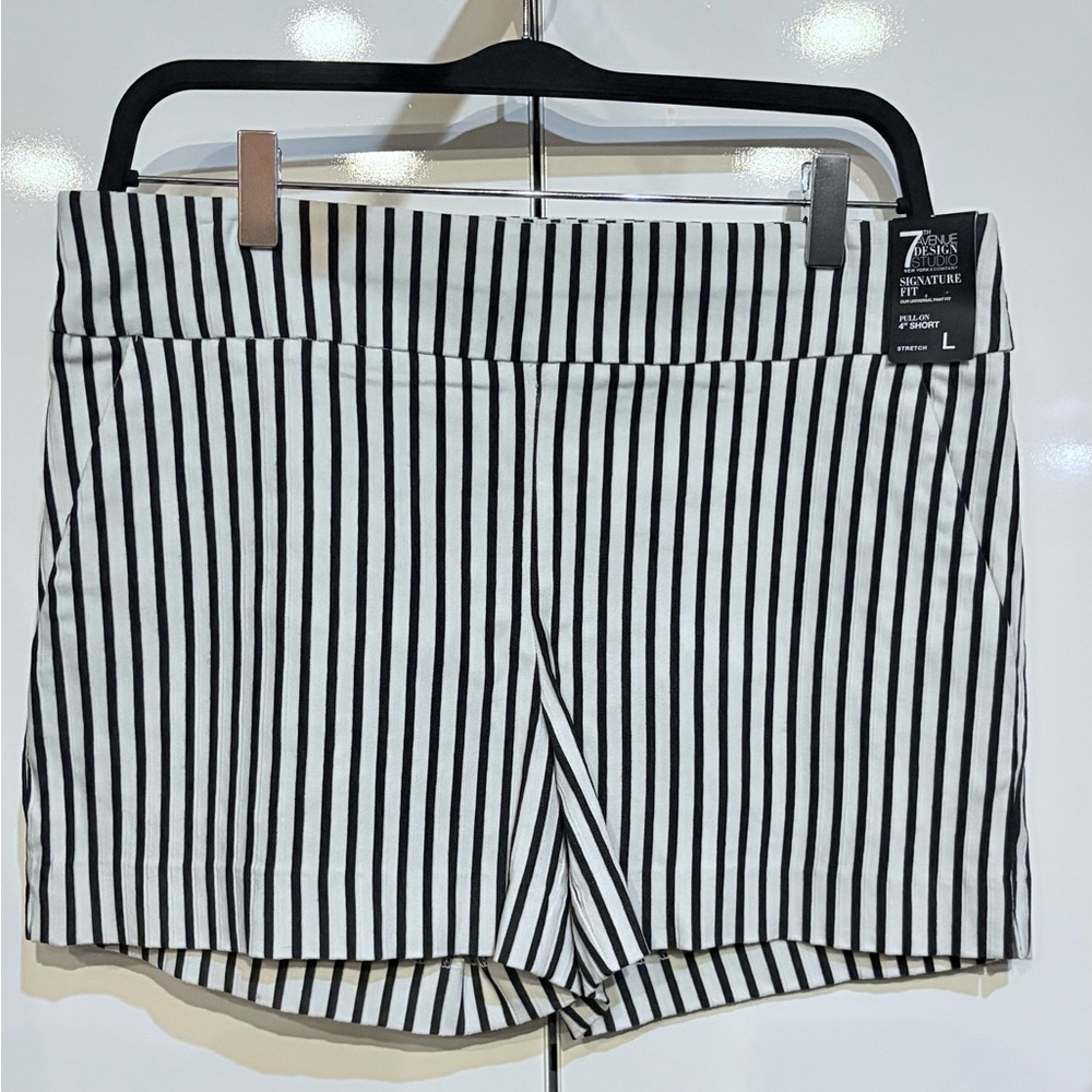 Women's Black and White Striped Shorts